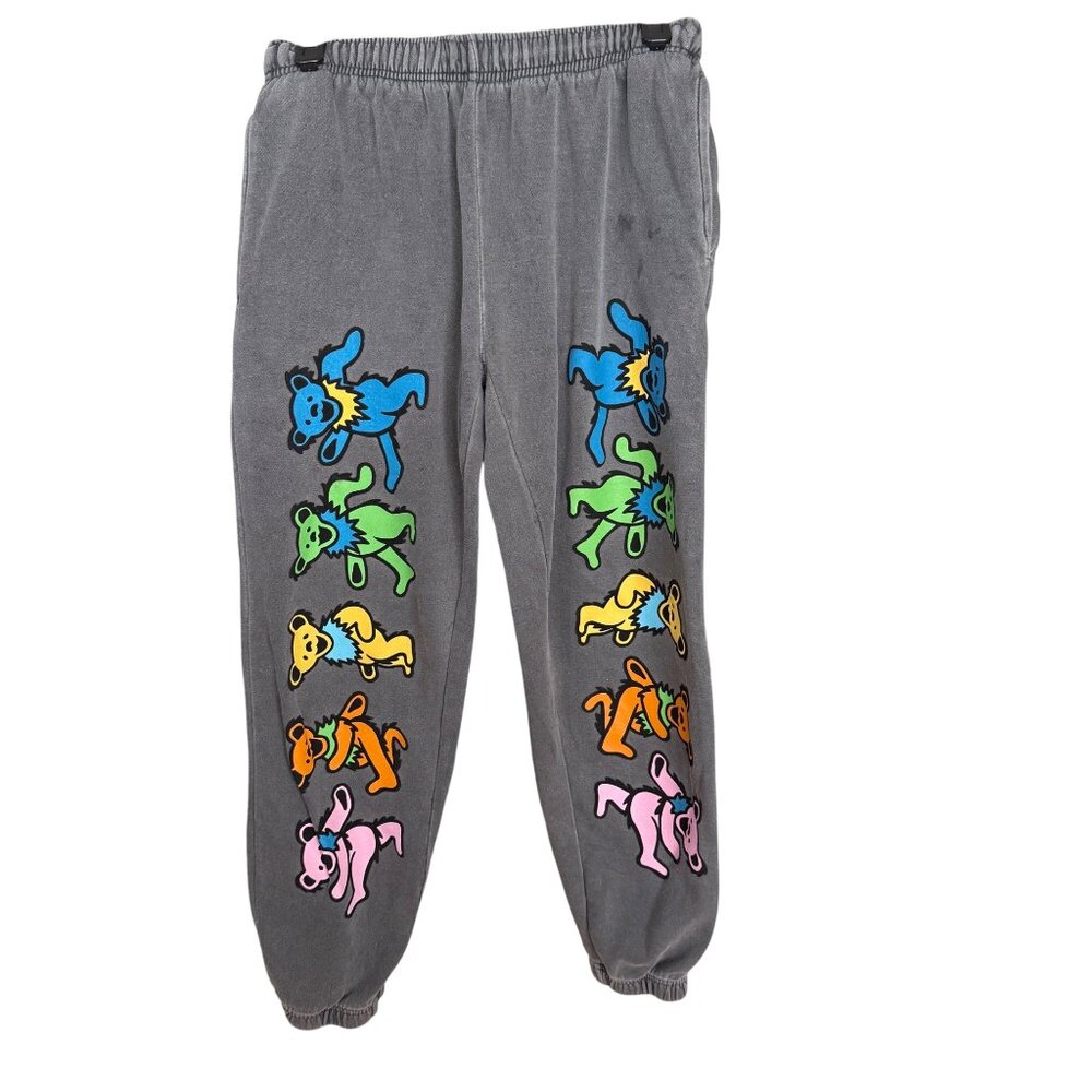 Grateful Dead Graphic Jogger Sweatpants With Dancing Bears Gray